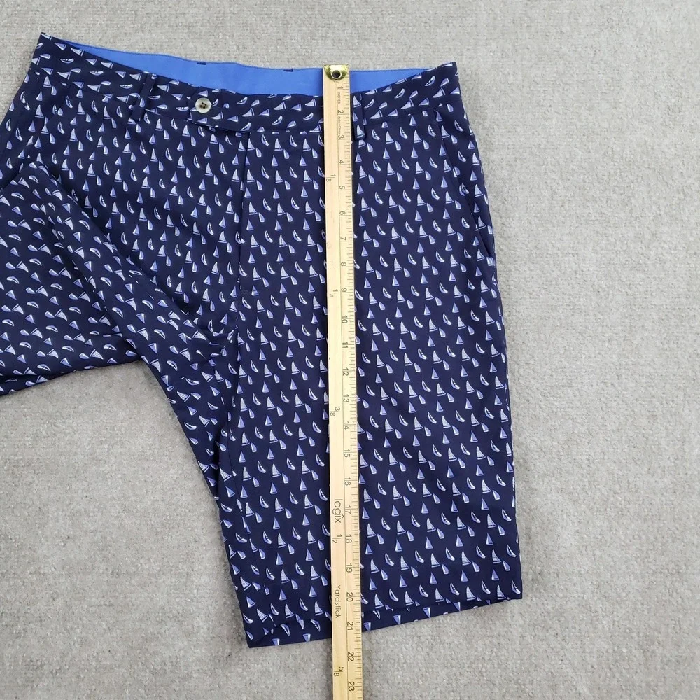 Fairway & Greene Shorts Mens 32 Blue Bermuda Stretch Pockets Sailboat Golf‎